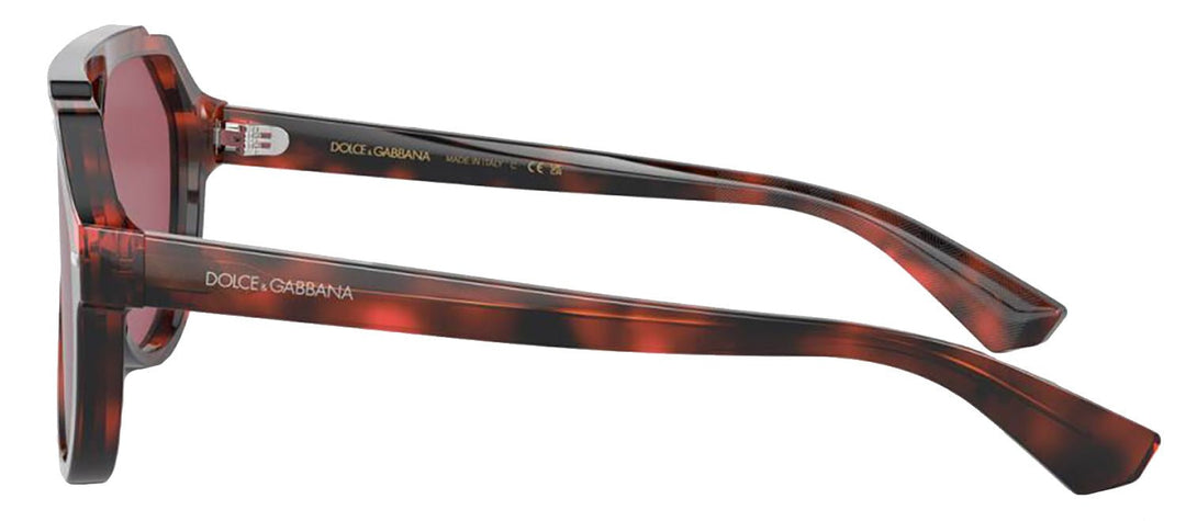 DOLCE & GABBANASunglasses - DOLCE & GABBANA DG 4452F 335869 Pilot Red Havana Acetate Sunglasses with Dark Violet Lens - DG_4452F_335869_60mm - Ask Me Wear