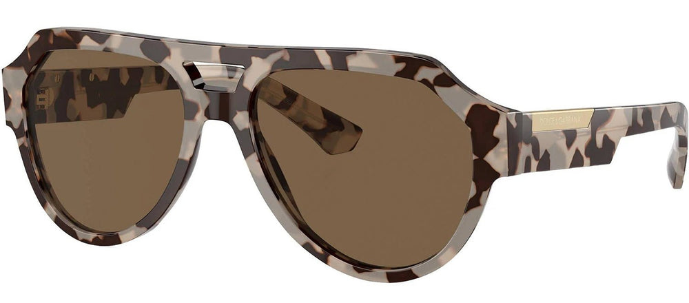 DOLCE & GABBANA Sample Sale DOLCE & GABBANA DG 4466 343473 Square Havana Beige Acetate Sunglasses with Dark Brown Lens - Sunglasses | Designer outlet