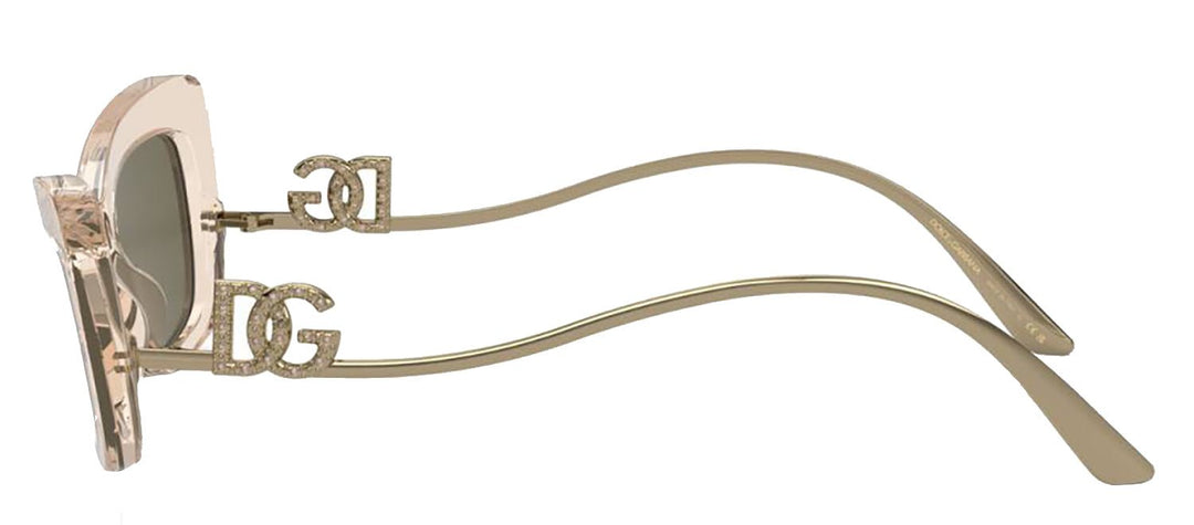 DOLCE & GABBANASunglasses - DOLCE & GABBANA DG 4467B 343203 Cat Eye Transparent Camel Acetate Sunglasses with Clear Mirror Real Yellow Gold Lens - DG_4467B_343203_55mm - Ask Me Wear