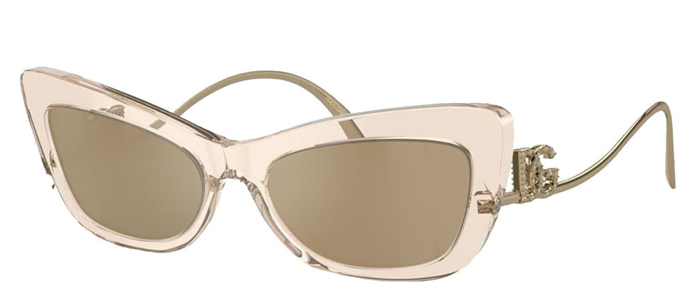 DOLCE & GABBANASunglasses - DOLCE & GABBANA DG 4467B 343203 Cat Eye Transparent Camel Acetate Sunglasses with Clear Mirror Real Yellow Gold Lens - DG_4467B_343203_55mm - Ask Me Wear