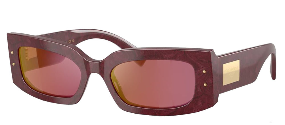 DOLCE & GABBANASunglasses - DOLCE & GABBANA DG 4479F 3442D0 Rectangle Bordeaux Lace Acetate Sunglasses with Dark Violet Mirror Red Lens - DG_4479F_3442D0_55mm - Ask Me Wear