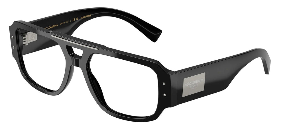 DOLCE & GABBANASunglasses - DOLCE & GABBANA DG 4482 501/M3 Pilot Black Acetate Sunglasses with Photo Clear To Grey Quarz Lens - DG_4482_501/M3_57mm - Ask Me Wear