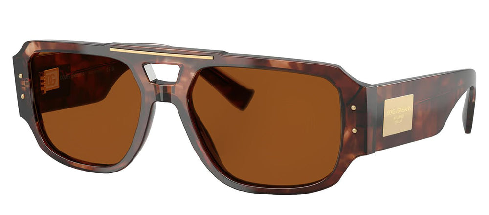 DOLCE & GABBANASunglasses - DOLCE & GABBANA DG 4482F 322273 Pilot Dark Red Havana Acetate Sunglasses with Dark Brown Lens - DG_4482F_322273_57mm - Ask Me Wear