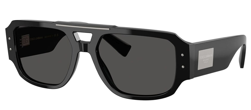 DOLCE & GABBANASunglasses - DOLCE & GABBANA DG 4482F 501/87 Pilot Black Acetate Sunglasses with Dark Grey Lens - DG_4482F_501/87_57mm - Ask Me Wear