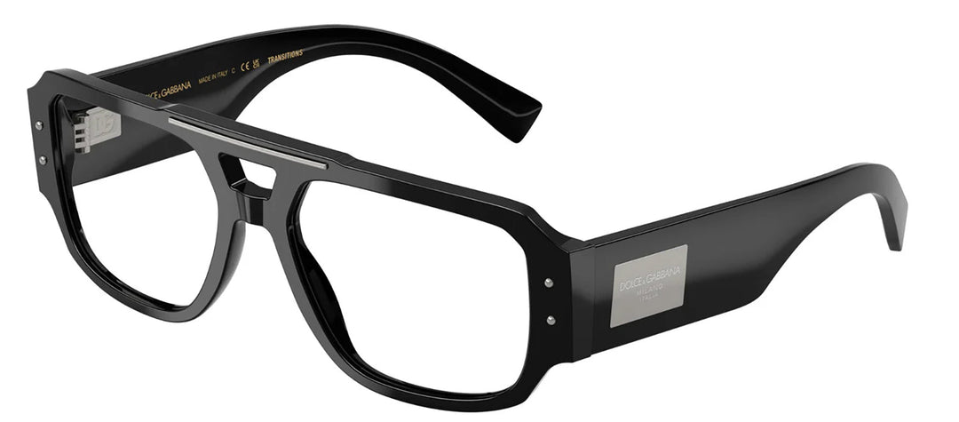 DOLCE & GABBANASunglasses - DOLCE & GABBANA DG 4482F 501/M3 Pilot Black Acetate Sunglasses with Photo Clear To Grey Quarz Lens - DG_4482F_501/M3_57mm - Ask Me Wear