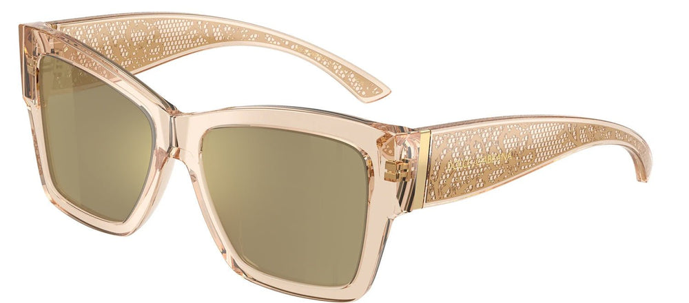 DOLCE & GABBANASunglasses - DOLCE & GABBANA DG 4493 343203 Square Transparent Camel Acetate Sunglasses with Clear Mirror Real Yellow Gold Lens - DG_4493_343203_55mm - Ask Me Wear
