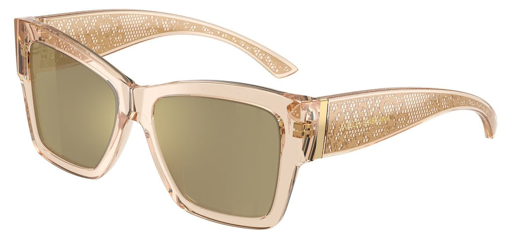 DOLCE & GABBANASunglasses - DOLCE & GABBANA DG 4493 343203 Square Transparent Camel Acetate Sunglasses with Clear Mirror Real Yellow Gold Lens - DG_4493_343203_55mm - Ask Me Wear