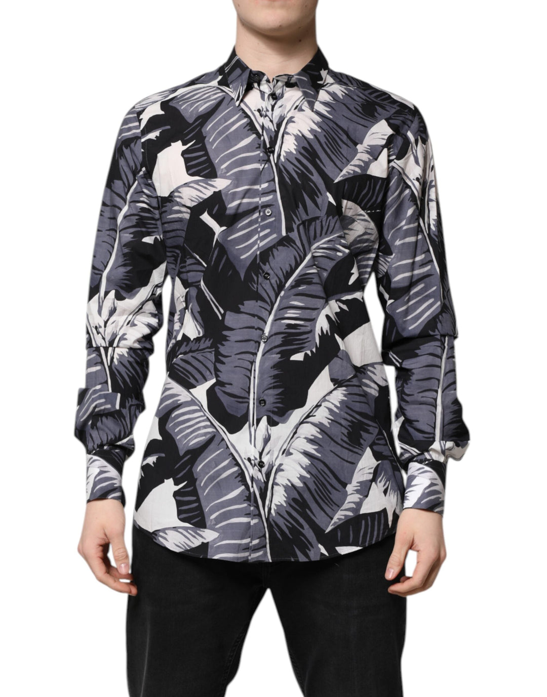Dolce & Gabbana - Dolce & Gabbana Multicolor GOLD Cotton Banana Leaf Print Shirt - TSH90444 - 41 - Ask Me Wear