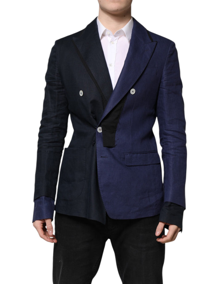 Dolce & Gabbana - Dolce & Gabbana Navy Blue Double Breasted Suit Coat Blazer - KOS2318 - 50 - Ask Me Wear