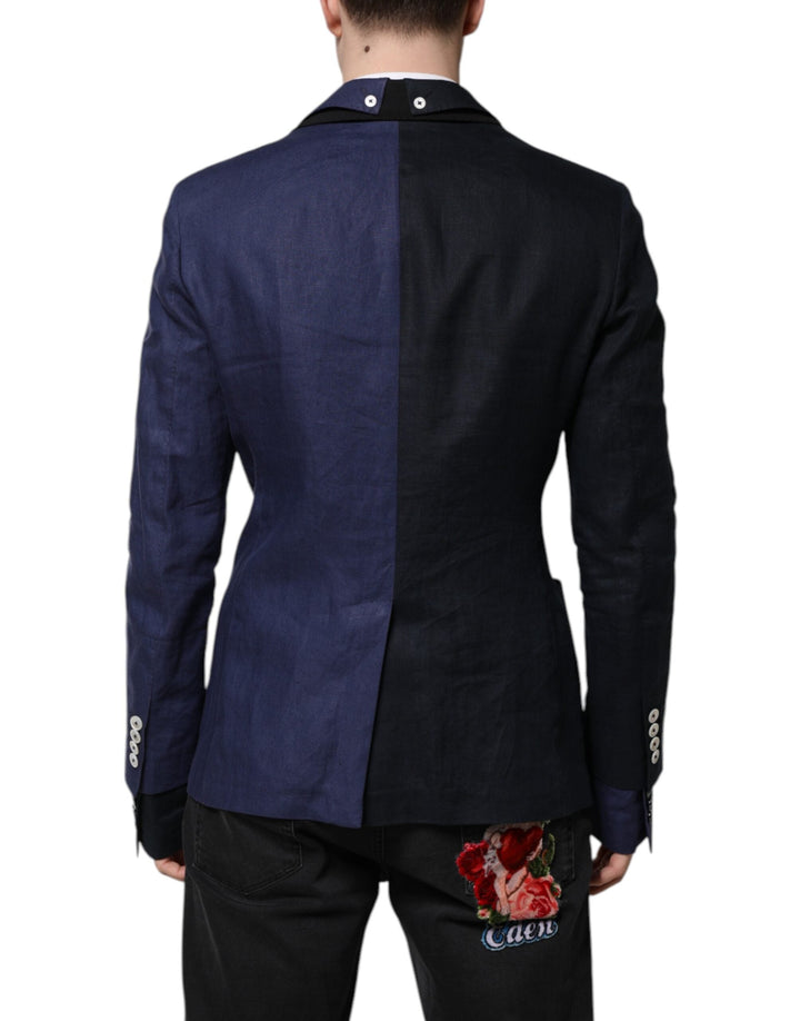 Dolce & Gabbana - Dolce & Gabbana Navy Blue Double Breasted Suit Coat Blazer - KOS2318 - 50 - Ask Me Wear