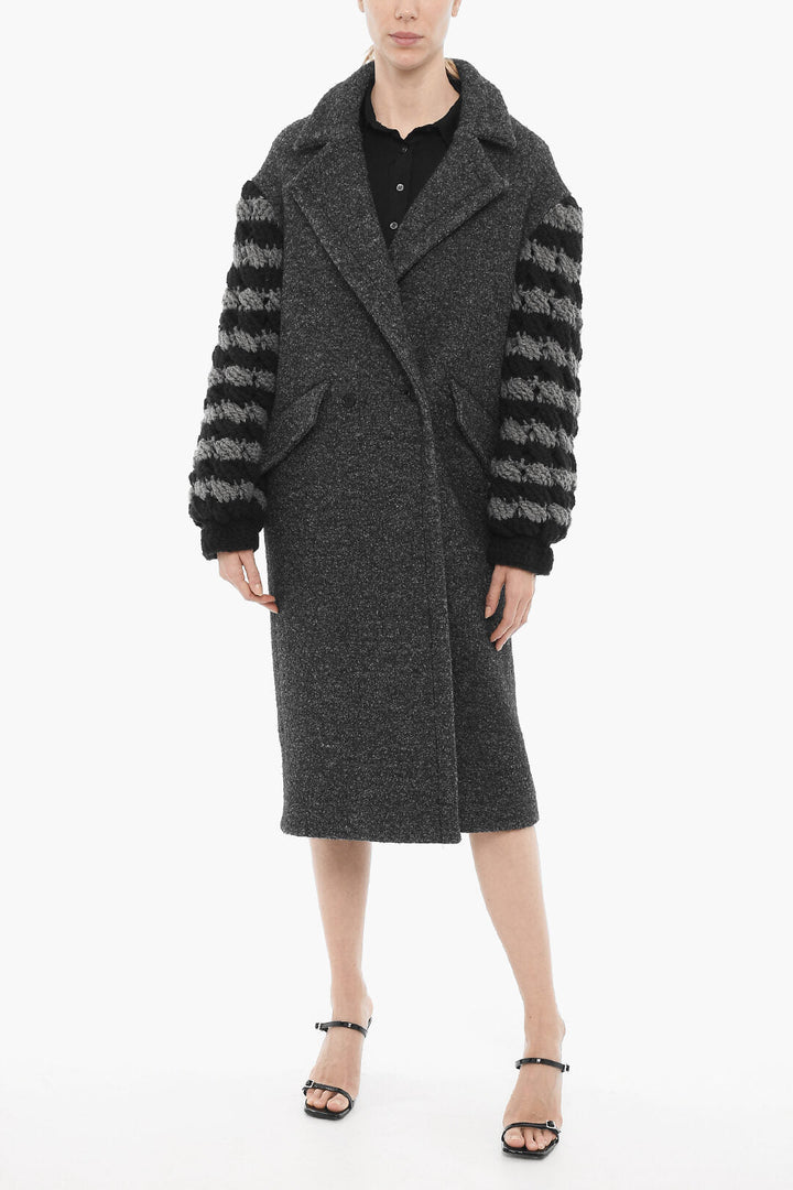 Tu Lizé Double Breasted Coat with Crochet Sleeve