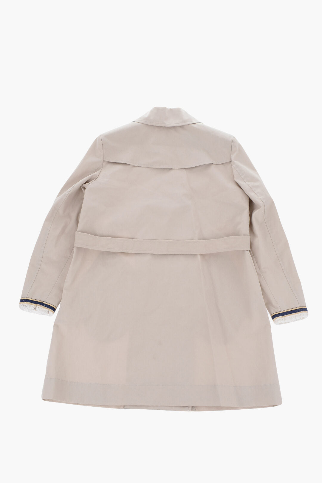 Eleventy Kids Double Breasted Trench With fringed Cuffs