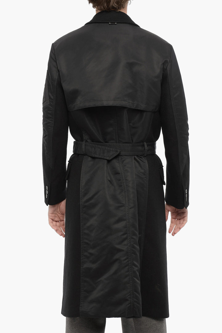 Neil Barrett Double Fabric Slim Fit HYBRID Trench with Belt