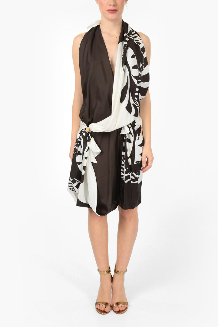 Bottega Veneta Draped ZEBRA Halterneck Dress