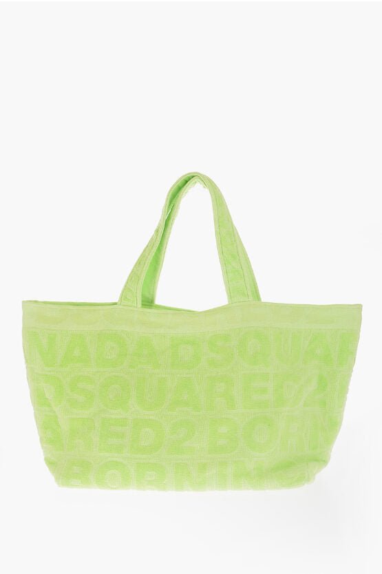 Bags - Dsquared2 Cotton Terry Maxi Tote Bag with All - Over Logo - 000968643359 - Ask Me Wear