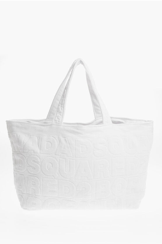 Bags - Dsquared2 Cotton Terry Maxi Tote Bag with All - Over Logo - 8055777200742 - Ask Me Wear