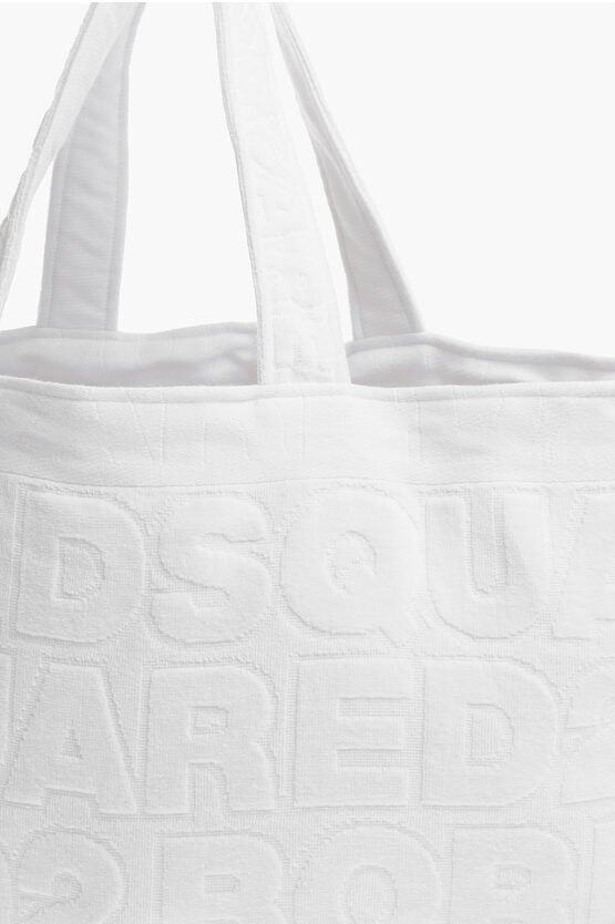 Bags - Dsquared2 Cotton Terry Maxi Tote Bag with All - Over Logo - 8055777200742 - Ask Me Wear