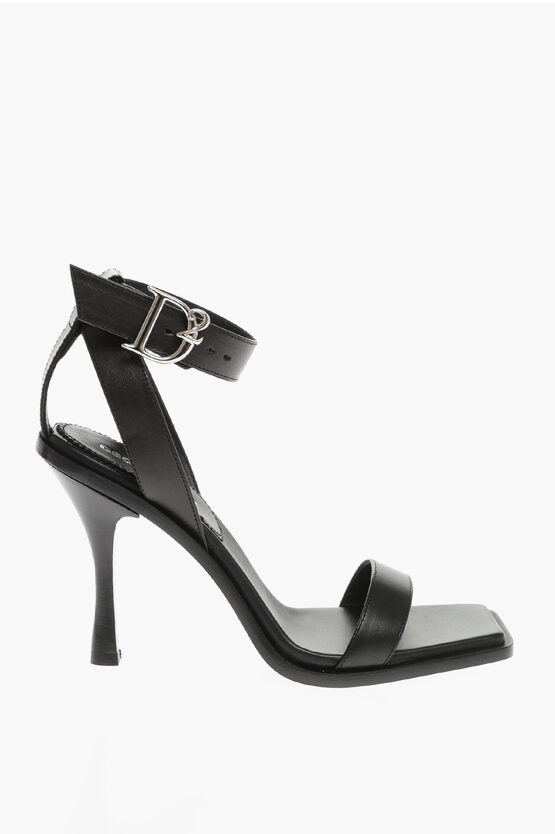 Shoes - Dsquared2 Leather Ankle - Strap Sandals with Silver - Tone Buckle Heel 10c - 8055777178164 - Ask Me Wear