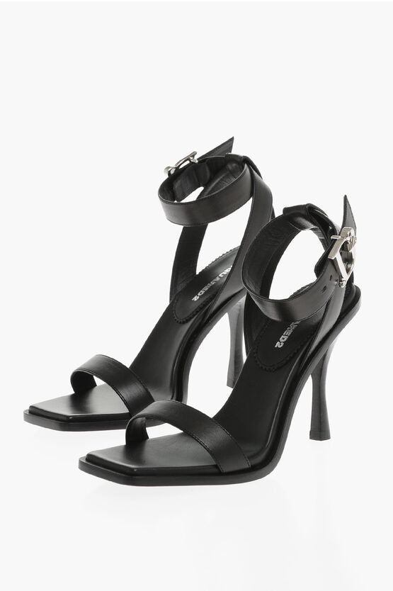 Shoes - Dsquared2 Leather Ankle - Strap Sandals with Silver - Tone Buckle Heel 10c - 8055777178164 - Ask Me Wear