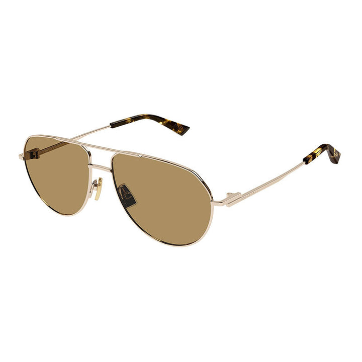 Bottega Veneta Sunglasses Aviator Full Rim, Gold Frame and Brown Lens BV1302S002
