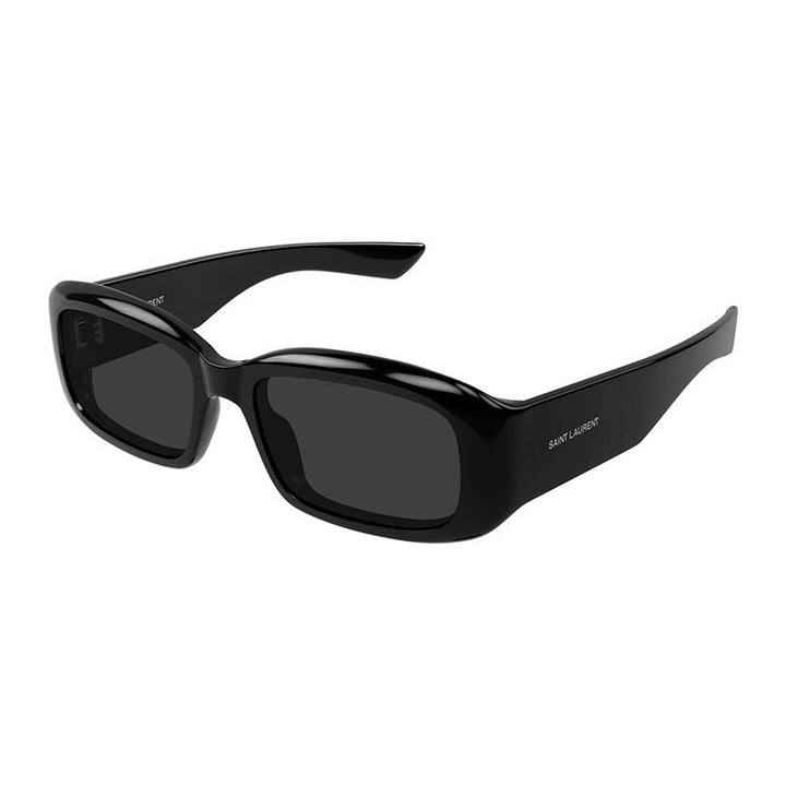 Saint Laurent Sunglasses Rectangle Full Rim, Shiny Black Frame and Grey Lens SL809001
