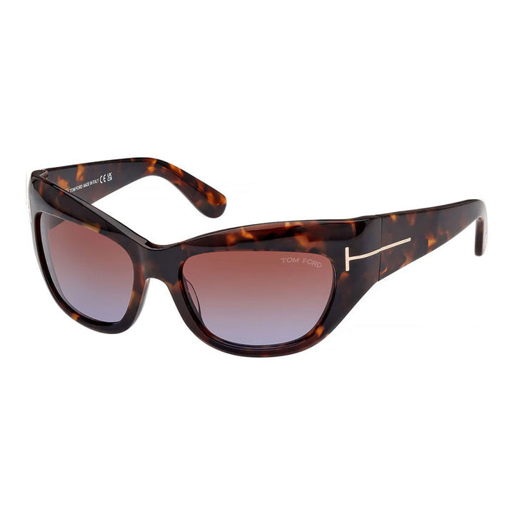 Tom Ford Cat Eye Full Rim, with a Dark Havana frame and Brown Gradient lens.