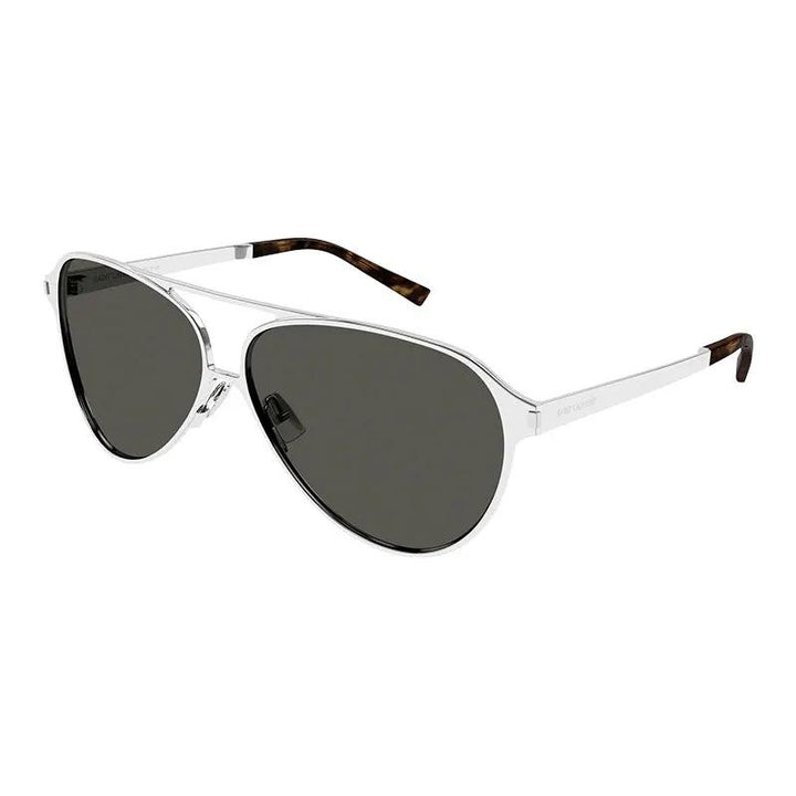 Saint Laurent Sunglasses Aviator Full Rim, Silver Frame And Grey Lens Sl734002