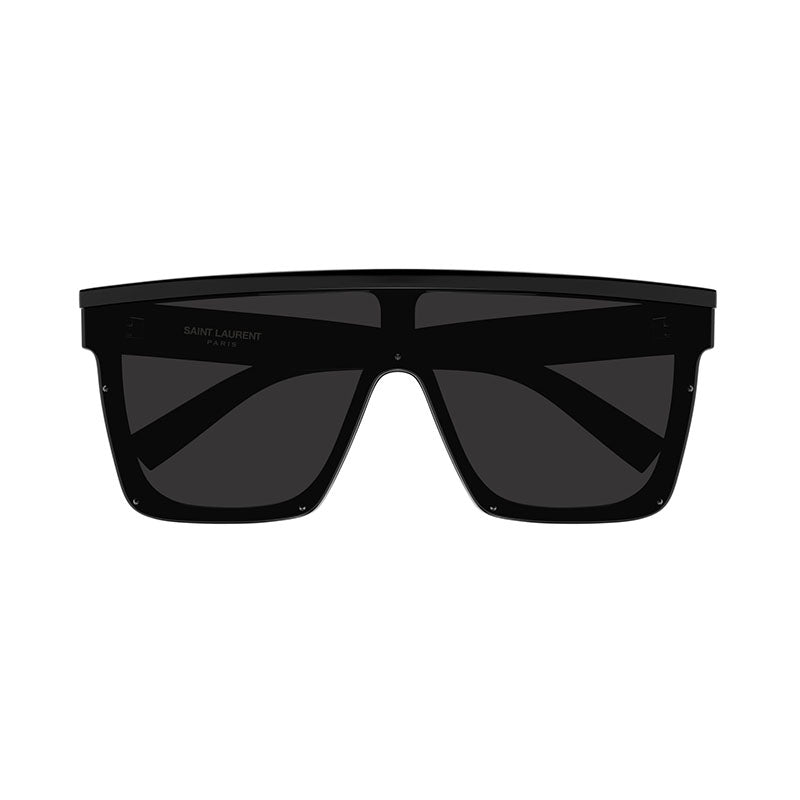 Saint Laurent Sunglasses Shield Full Rim, Shiny Black Frame and Black Lens SL607001