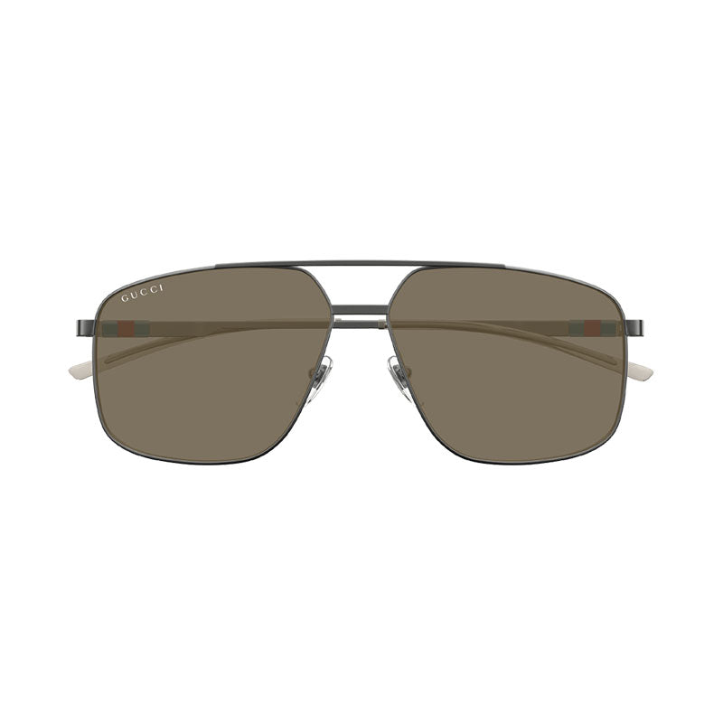 Gucci Sunglasses Aviator Full Rim, Shiny Dark Ruthenium Frame and Brown Lens GG1676S003