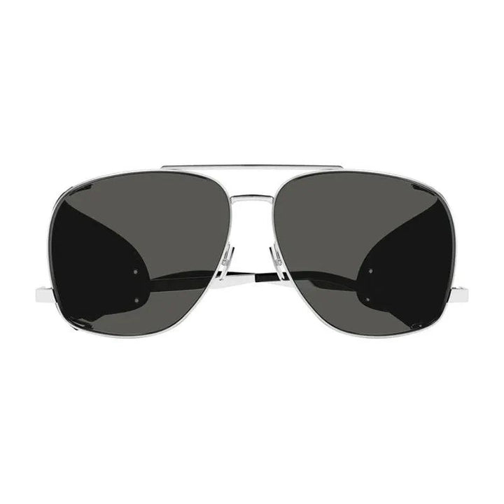 Saint Laurent Sunglasses Aviator Full Rim, Silver/black Frame And Grey Lens Sl653Leonleatherspoiler001