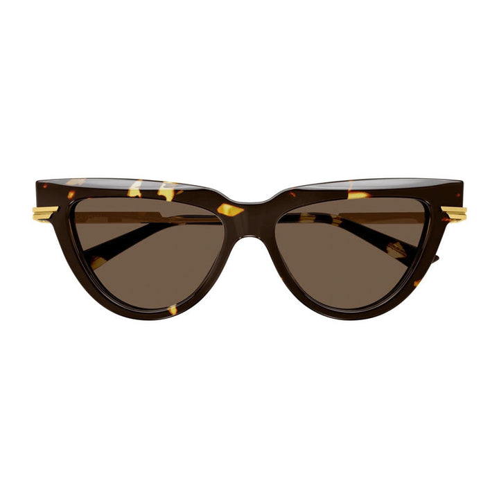 Bottega Veneta Sunglasses Cat Eye Full Rim, Havana/Gold Frame and Brown Lens BV1265S002
