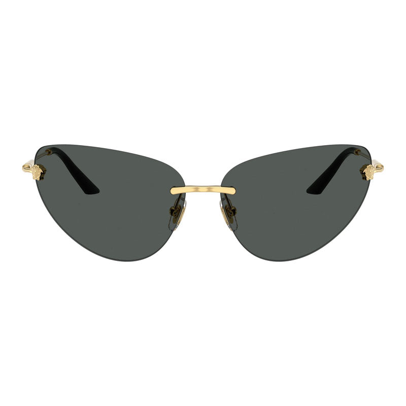 Versace Sunglasses Cat Eye Rimless, Gold Frame and Dark Grey Lens VE22811002/87