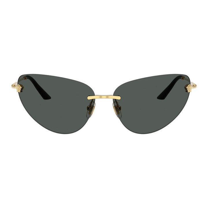 Versace Sunglasses Cat Eye Rimless, Gold Frame and Dark Grey Lens VE22811002/87