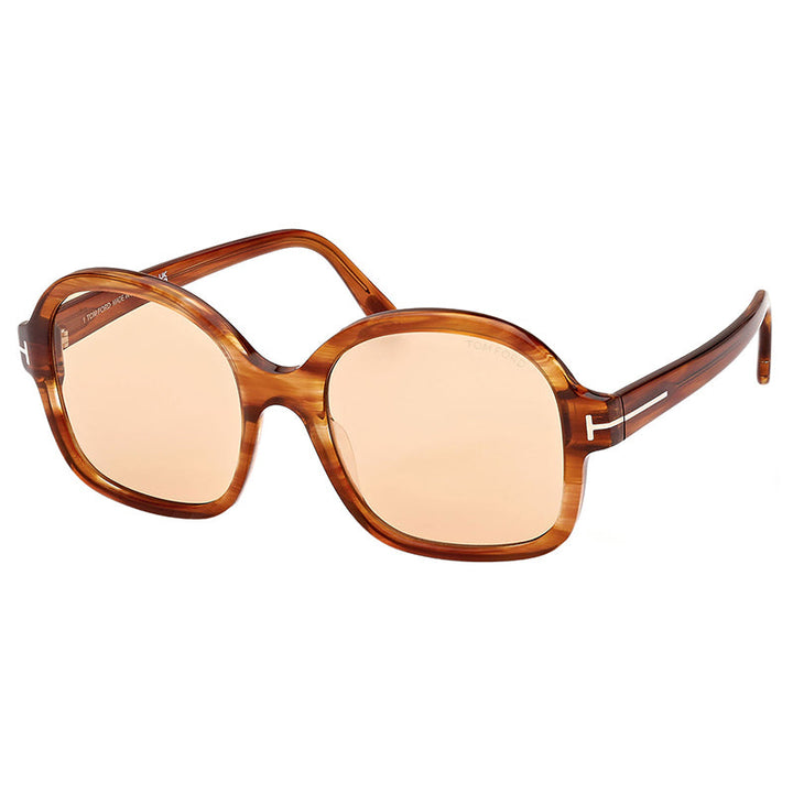 Tom Ford Oval Full Rim, with a Shiny Light Brown frame and Brown lens.