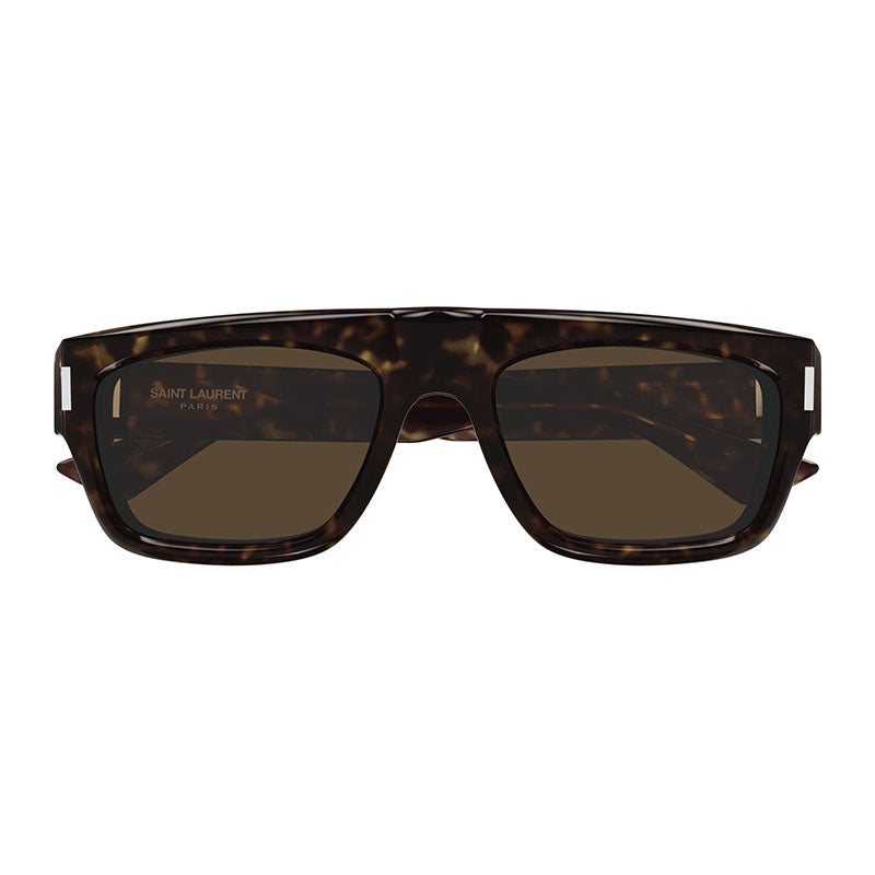Saint Laurent Sunglasses Square Full Rim, Dark Havana Frame and Brown Lens SL762002
