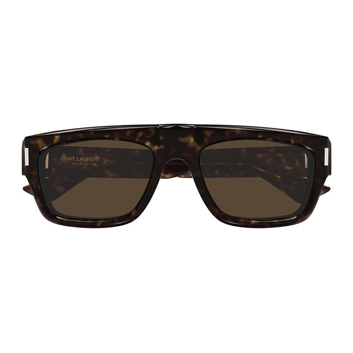 Saint Laurent Sunglasses Square Full Rim, Dark Havana Frame and Brown Lens SL762002