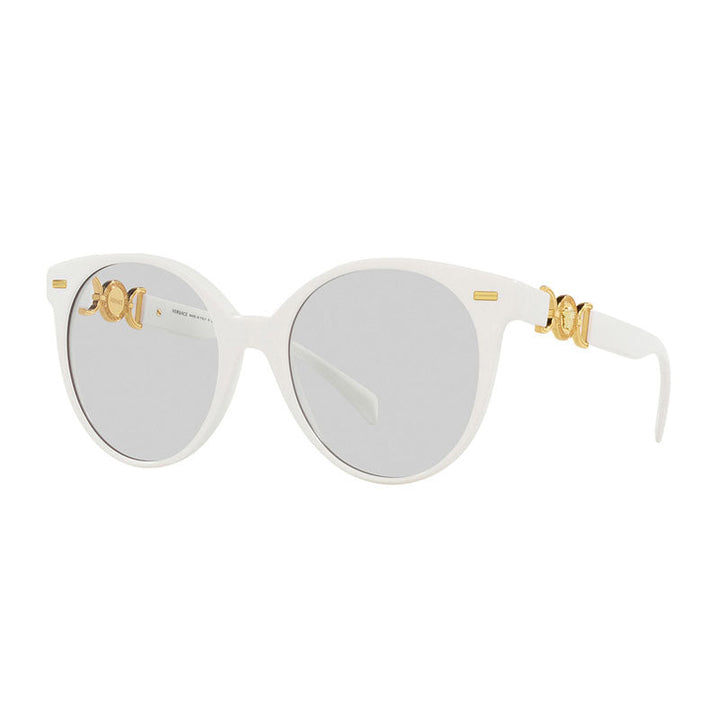 Versace Sunglasses Round Full Rim, White Frame and Grey Photochromic Lens VE4442314/M3