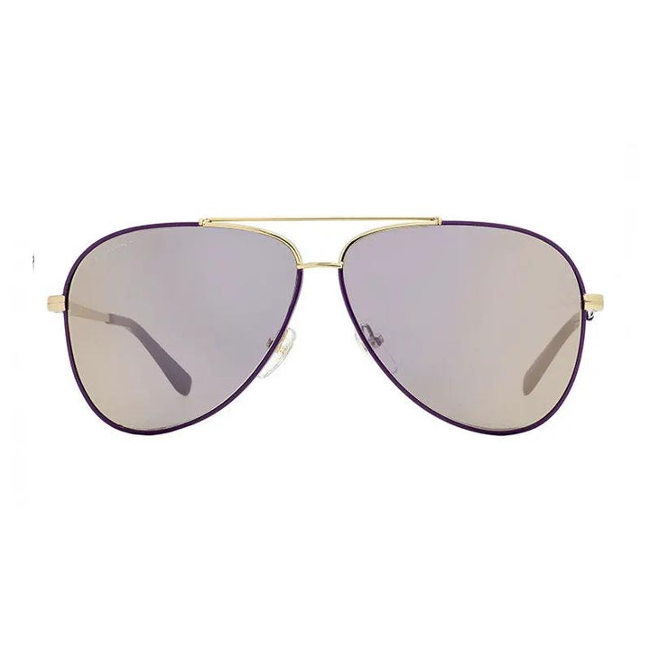 Salvatore Ferragamo Sunglasses Aviator Full Rim, Shiny Light Gold Frame And Purple Gradient Lens Sf131S736