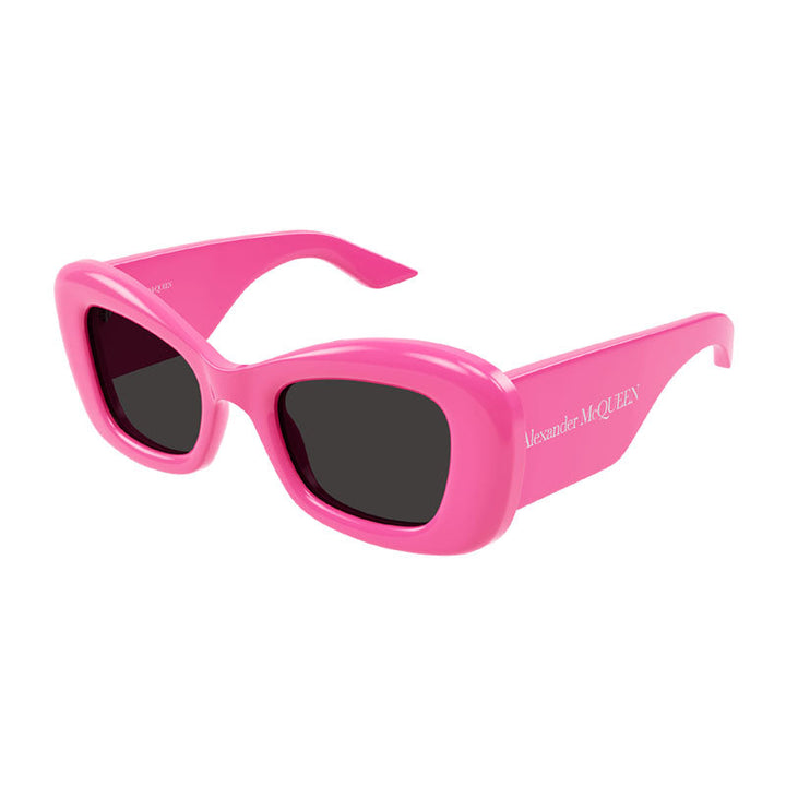 Alexander McQueen Sunglasses Cat Eye Full Rim, Pink Frame and Grey Lens AM0434S004