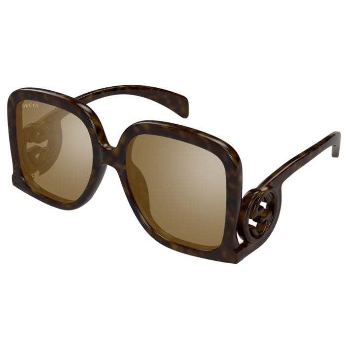 Gucci Sunglasses Square Full Rim, Dark Havana Frame and Brown Mirror Lens GG1326S007