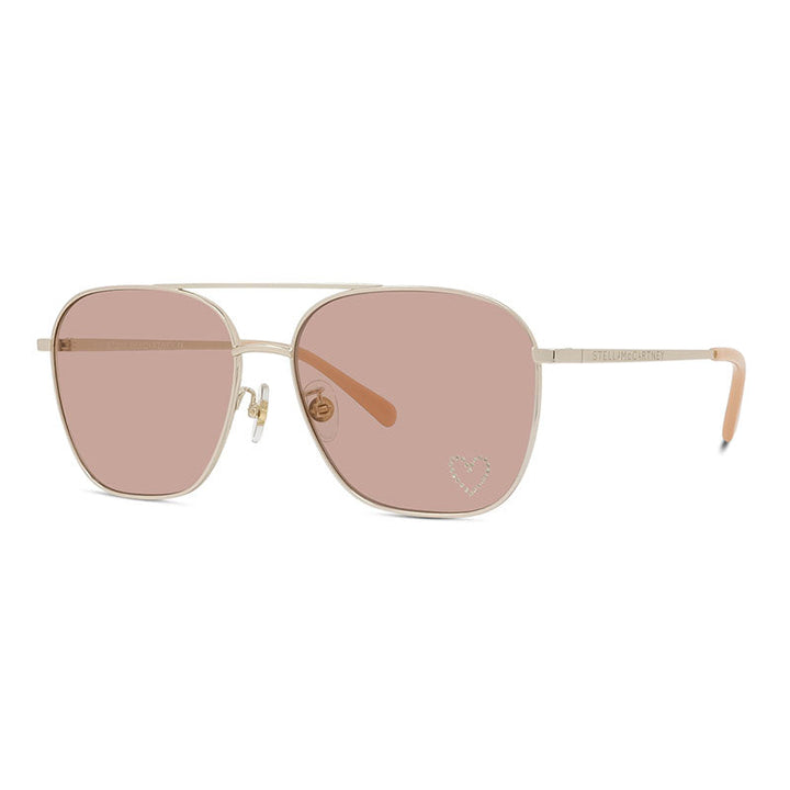Stella McCartney Sunglasses Aviator Full Rim, Shiny Light Gold Frame and Rose Mirror Lens SC40038U32U