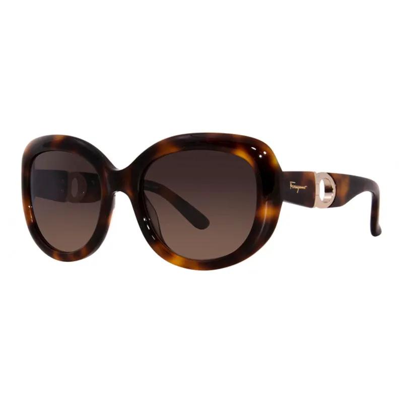 Salvatore Ferragamo Sample Sale | Salvatore Ferragamo Sunglasses Cat Eye Full Rim, Dark Havana Frame And Brown Gradient Lens Sf727S214 - Cat Eye Sunglasses | Designer outlet