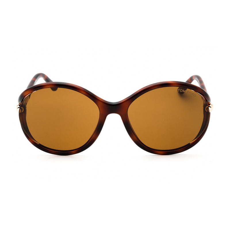 Tom Ford Geometric Semi Rim, with a Blonde Havana frame and Brown lens.