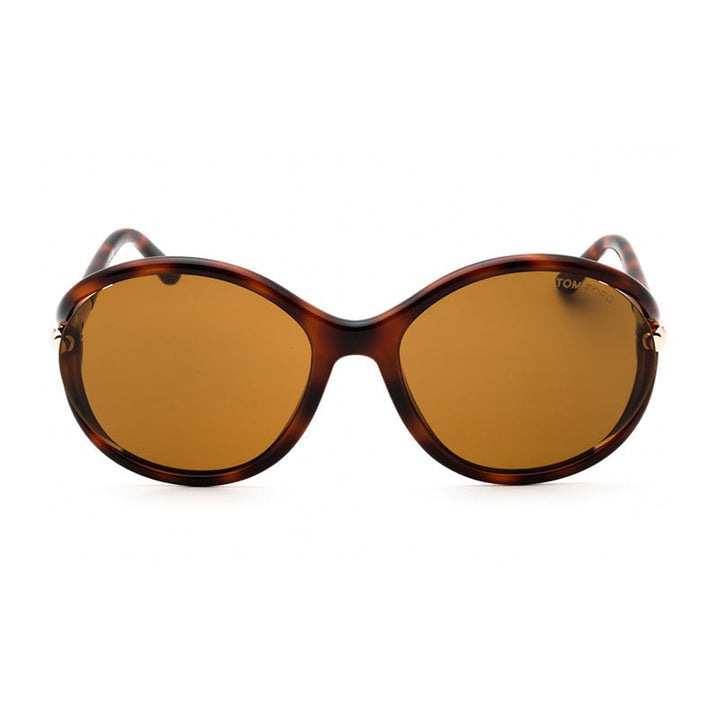 Tom Ford Geometric Semi Rim, with a Blonde Havana frame and Brown lens.