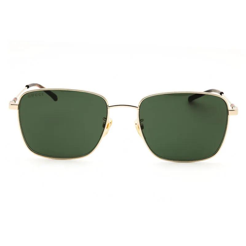 Gucci Sunglasses Square Full Rim, Gold Frame And Green Lens