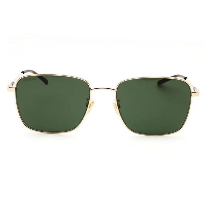 Gucci Sunglasses Square Full Rim, Gold Frame And Green Lens