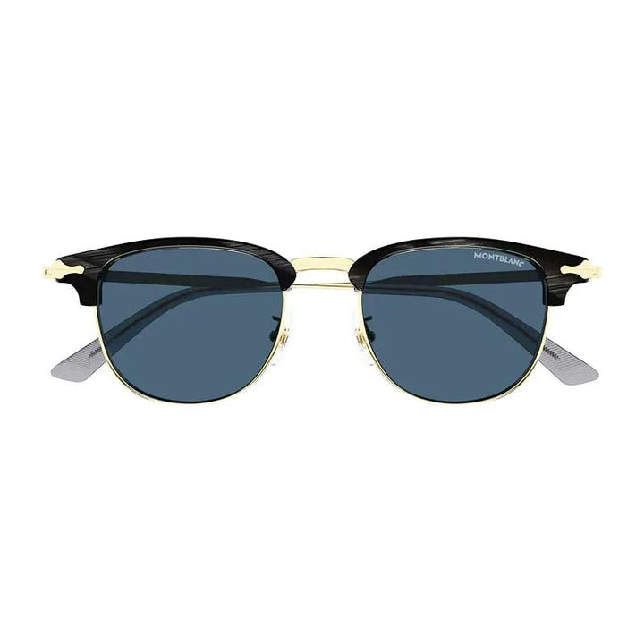 Montblanc Sunglasses Square Full Rim, Grey/gold Frame And Blue Lens Mb0364S003