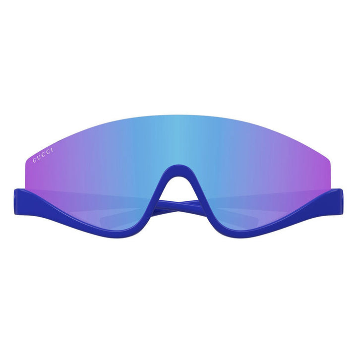 Gucci Shield Semi Rim, with a Blue frame and Blue Gradient Mirror lens.