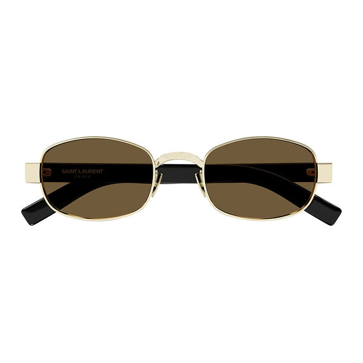Saint Laurent Sunglasses Oval Full Rim, Light Gold Frame and Nicotine Lens SL706001