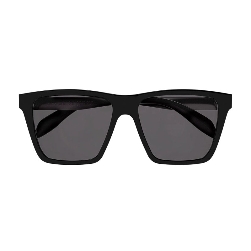 Alexander McQueen Sunglasses Square Full Rim, Shiny Black Frame and Grey Lens AM0352S001